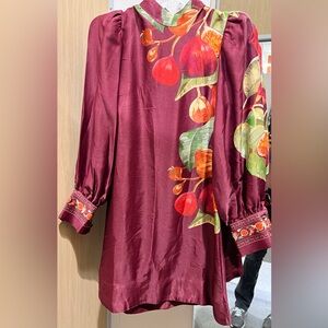 FARM Rio Burgundy Floral Mini Dress